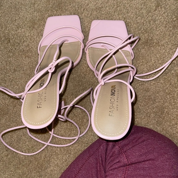 Fashion Nova Light Pink Lace-Up Sandals - Picture 3 of 4